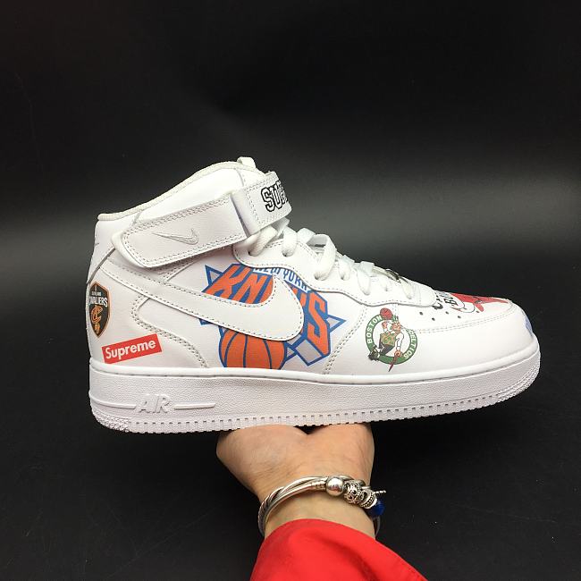 Nike Air Force 1 Mid Supreme NBA White AQ8017-100 - 1