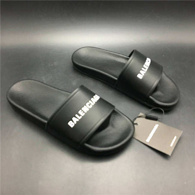 Balenciaga Logo Leather Slip-on Sandal - 1