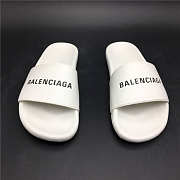 Balenciaga Logo Leather Slip-on Sandal White - 3