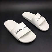 Balenciaga Logo Leather Slip-on Sandal White - 1