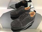 Christian Lambotine Lou Spikes Canvas Low Black Trainers - 1