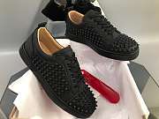 Christian Lambotine Lou Spikes Canvas Low Black Trainers - 4