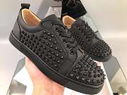 Christian Lambotine Lou Spikes Canvas Low Black Trainers - 2