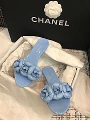 Chanel PVC Slides with Ligh Blue Flowers - 6