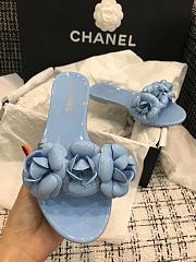 Chanel PVC Slides with Ligh Blue Flowers - 4