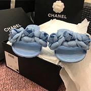 Chanel PVC Slides with Ligh Blue Flowers - 3