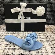 Chanel PVC Slides with Ligh Blue Flowers - 2