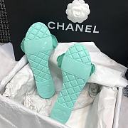 Chanel PVC Slides with Light Green Flowers - 2