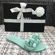 Chanel PVC Slides with Light Green Flowers - 5