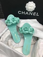 Chanel PVC Slides with Light Green Flowers - 6