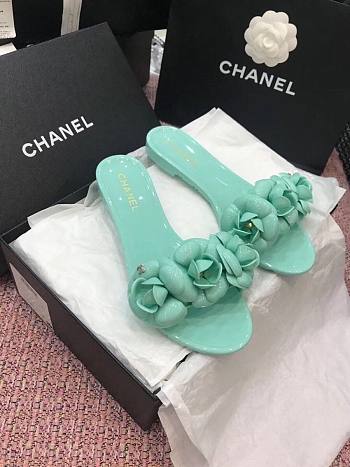 Chanel PVC Slides with Light Green Flowers