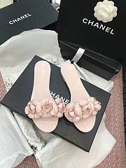 Chanel PVC Slides with Peach Flowers - 3