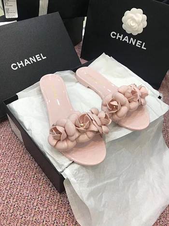 Chanel PVC Slides with Peach Flowers