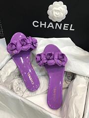 Chanel PVC Slides with Purple Flowers - 6