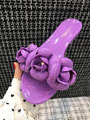 Chanel PVC Slides with Purple Flowers - 4