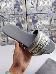 Dior Dway Slide Deep Grey Embroidered Cotton - 4