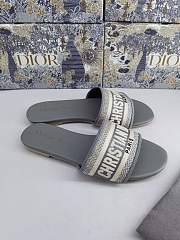 Dior Dway Slide Deep Grey Embroidered Cotton - 6