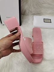Gucci Light Pink Rubber Slide Sandal - 2