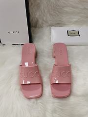 Gucci Light Pink Rubber Slide Sandal - 5