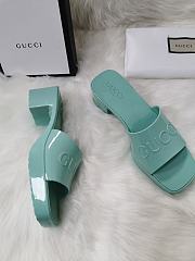 Gucci Light Turquoise Rubber Slide Sandal - 2