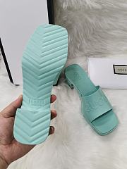 Gucci Light Turquoise Rubber Slide Sandal - 3