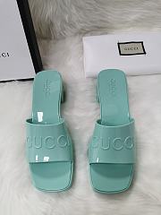 Gucci Light Turquoise Rubber Slide Sandal - 4