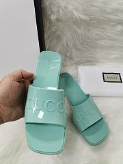Gucci Light Turquoise Rubber Slide Sandal - 6