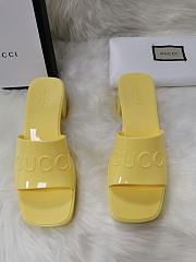 Gucci Light Yellow Rubber Slide Sandal - 2