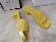 Gucci Light Yellow Rubber Slide Sandal - 5