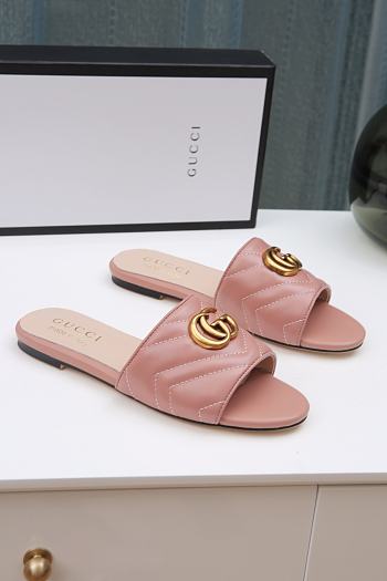 Gucci Women's slide with Double G Silver Pink