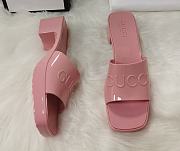 Gucci Light Pink Rubber Slide Sandal - 1
