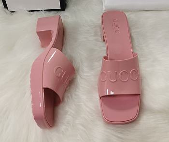 Gucci Light Pink Rubber Slide Sandal
