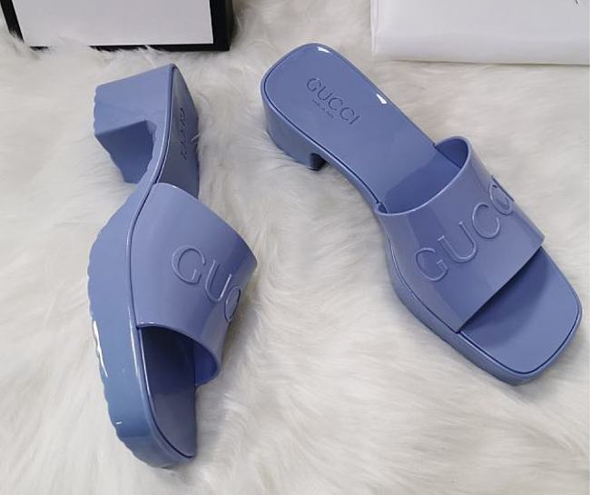 Gucci Light Purple Rubber Slide Sandal - 1