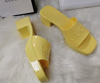 Gucci Light Yellow Rubber Slide Sandal