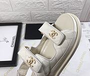 Chanel 21C Dad Sandal White Caviar Gold CC Logo - 4