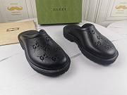 Gucci Women's Platform Perforated G Sandal Black Rubber 663577JFB001000 - 6