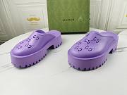 Gucci Women's Platform Perforated G Sandal Purple Rubber - 2