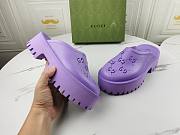 Gucci Women's Platform Perforated G Sandal Purple Rubber - 3
