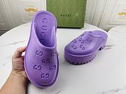 Gucci Women's Platform Perforated G Sandal Purple Rubber - 4
