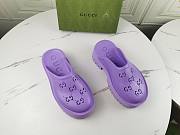 Gucci Women's Platform Perforated G Sandal Purple Rubber - 5