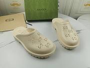 Gucci Women's Platform Perforated G Sandal White Rubber 663577JFB009022 - 6
