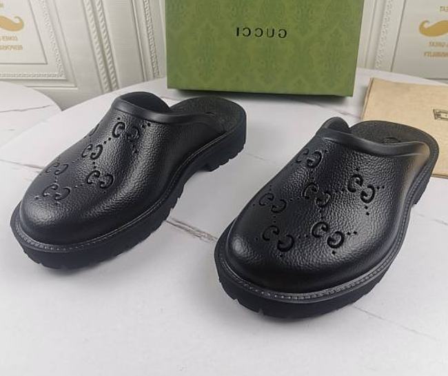 Gucci Women's Platform Perforated G Sandal Black Rubber 663577JFB001000 - 1