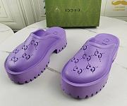 Gucci Women's Platform Perforated G Sandal Purple Rubber - 1