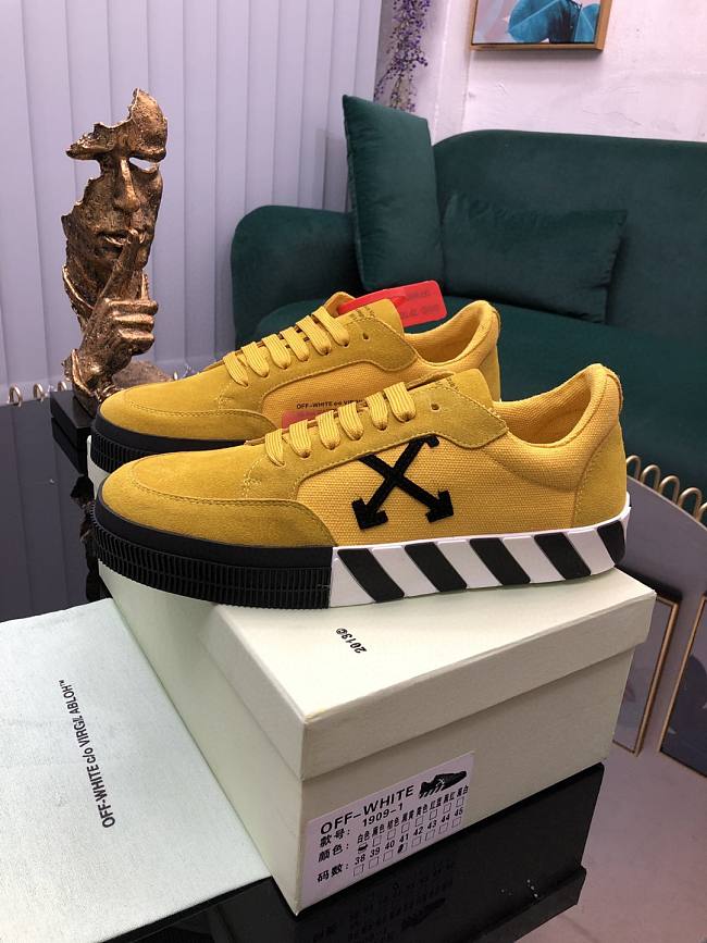 Off-White Vulcanized Leather Low Top Sneaker Yellow - 1