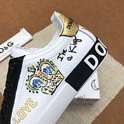 Dolce & Gabbana Portofino Sneakers in Printed Nappa Calfskin with Patch White - 5