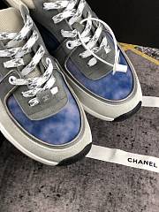Chanel Women's Blue Grey Low Top Logo Sneaker - 2
