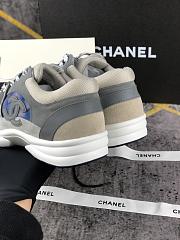 Chanel Women's Blue Grey Low Top Logo Sneaker - 3