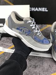 Chanel Women's Blue Grey Low Top Logo Sneaker - 6