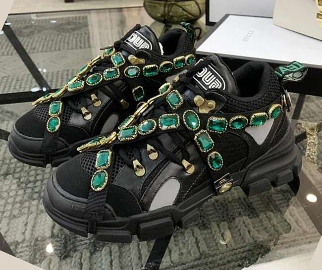 Gucci Flashtrek Sneakers With Removable Crystals Black - 1