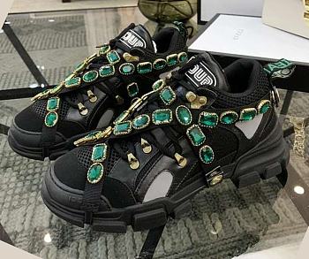 Gucci Flashtrek Sneakers With Removable Crystals Black